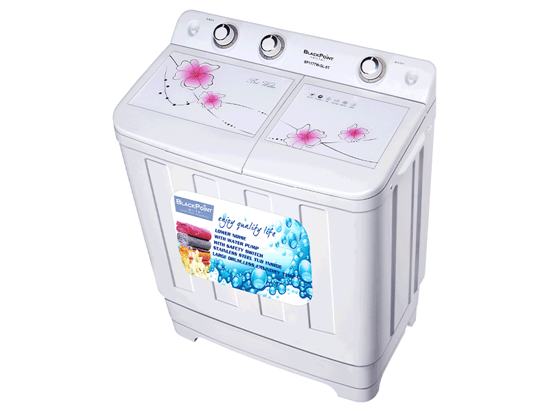 11kg  Twin Tub Washer, Steel Drum, Pink and White color