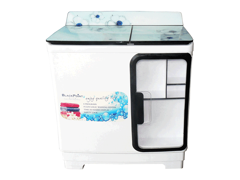 Twin Tub Washer, Glass Top, Steel Drum, Blue Pearl,  Blue and White color