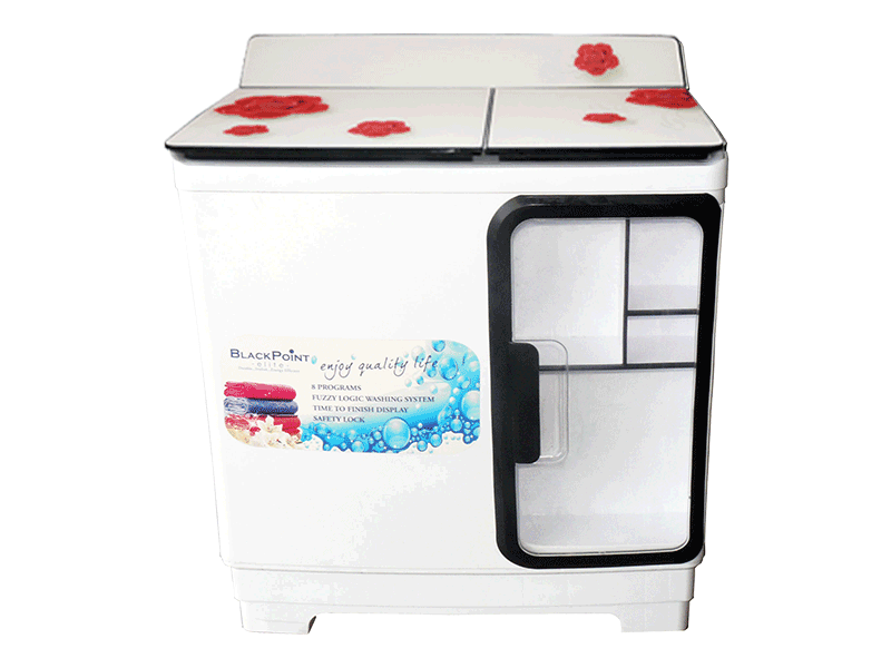 Twin Tub Washer, Glass Top, Steel Drum, Red Cherry,  Red and White color